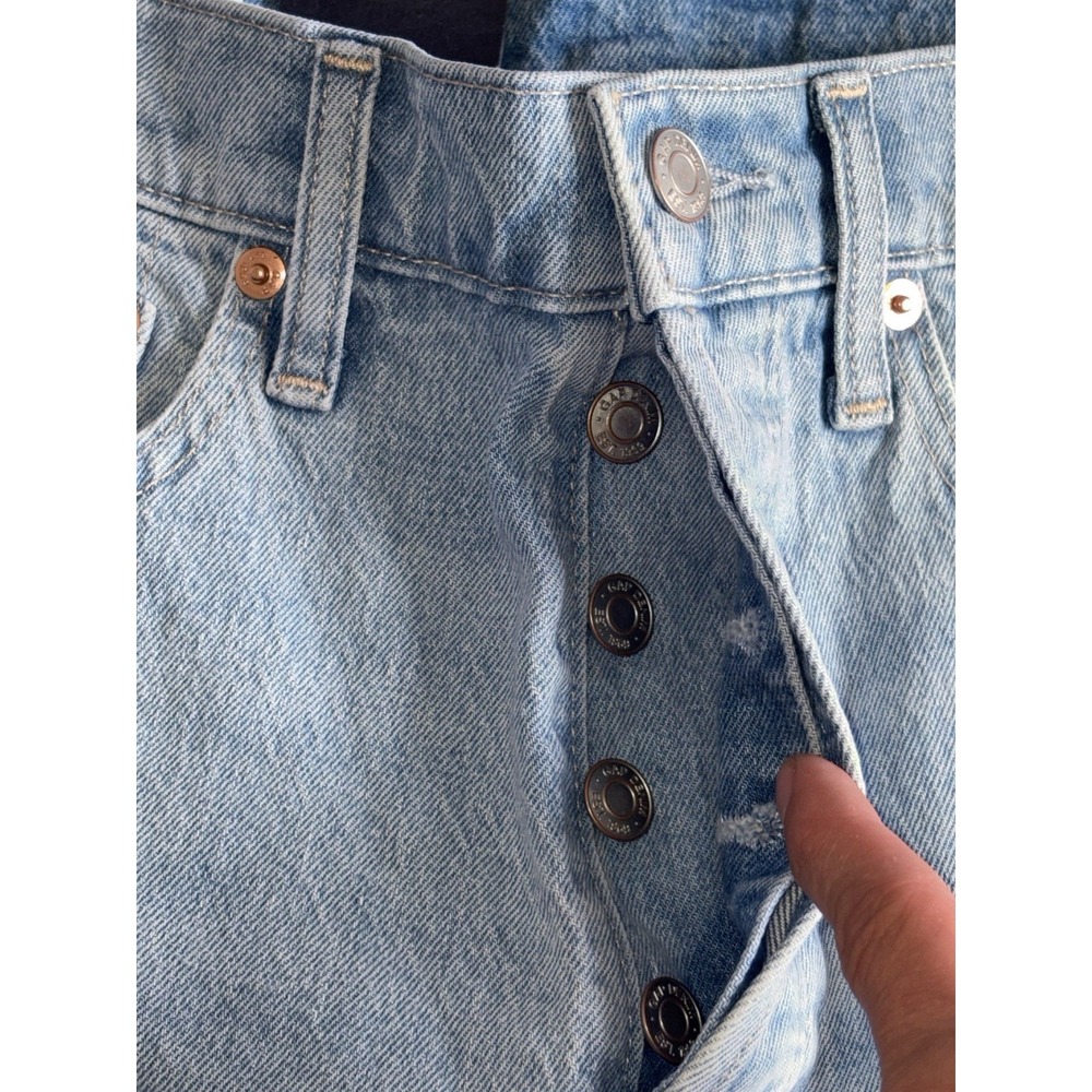 GAP Cheeky Straight High Rise Denim Blue Jeans 26 / 2R NWT Light Wash Distressed - Picture 9 of 14